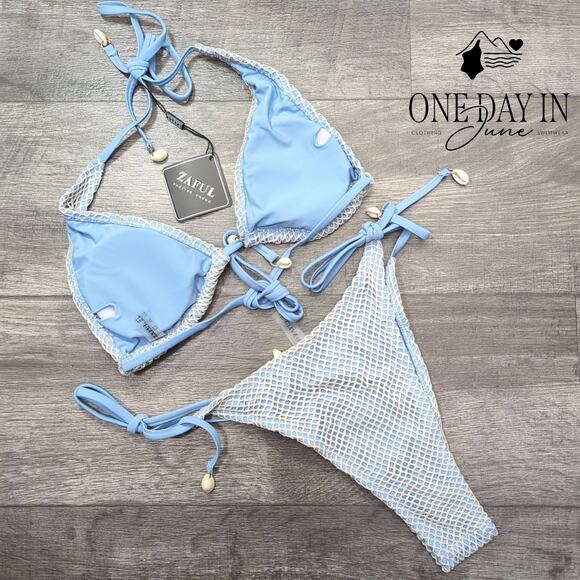 Zaful High Cut Tie Side Tie Back Bikini Swimsuit Size S - Picture 7 of 7